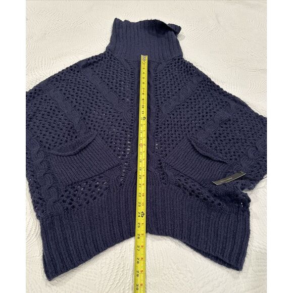 BCBG Maxazria Women's All Navy Blue Turtle Neck Poncho Sweater Size S/M NWT - Picture 8 of 16